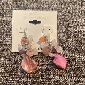 Pink and Orange shell Dangle Earrings